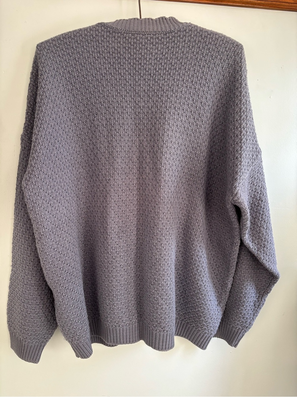 Vintage Pearl-Button Pointelle Knit Cardigan - slate blue - Picture 6 of 6